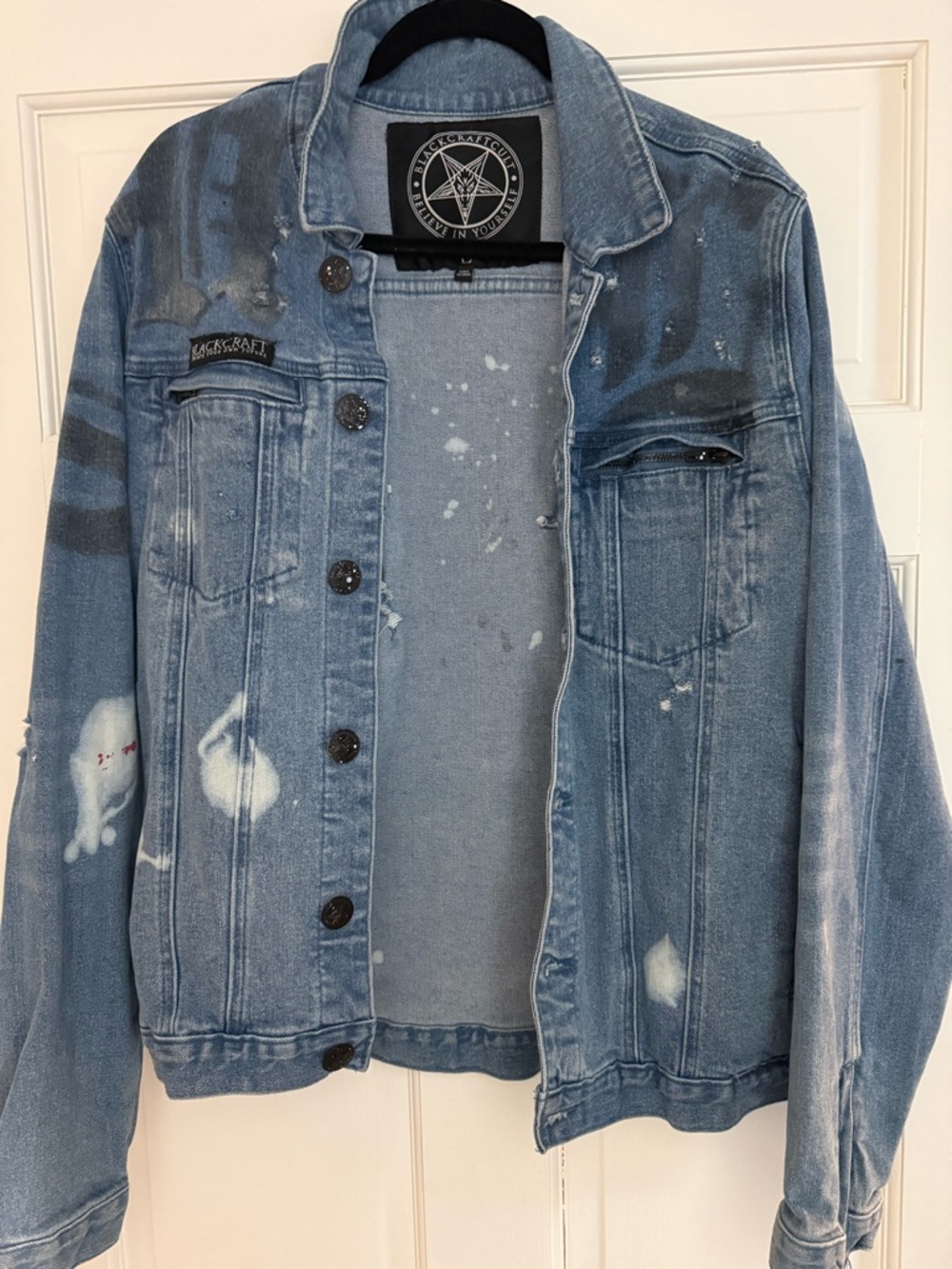 Blackcraft Bleach-Splatter Light Wash Denim Jacket